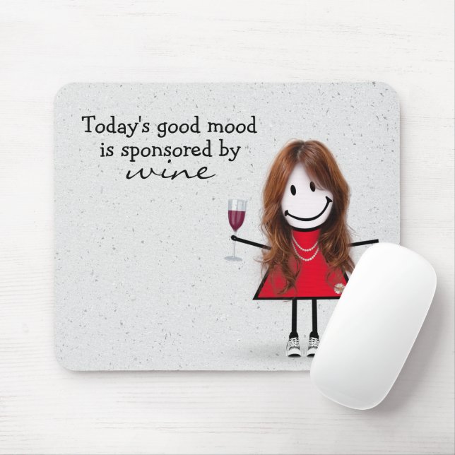 Mädchen mit Wein und Sneakern Mauspad (Mit Mouse)