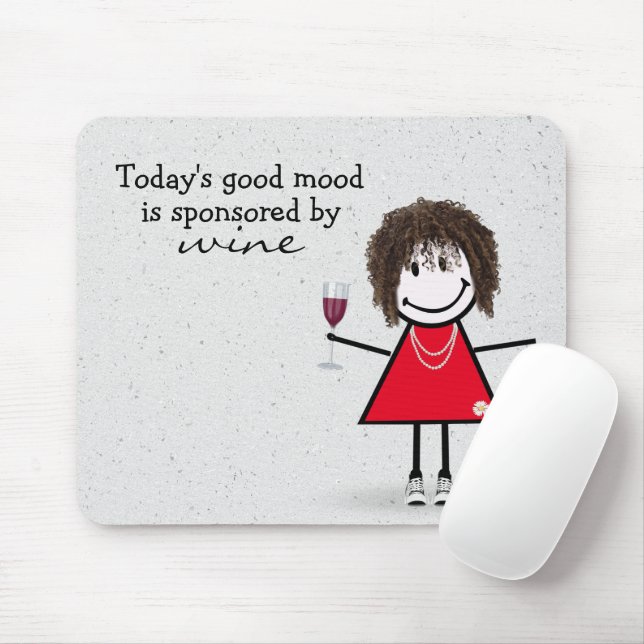 Mädchen mit Wein und Sneakern  Mousepad (Mit Mouse)