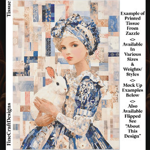 Mädchen mit weißem Kaninchen, Patchwork EB9L Decou Seidenpapier