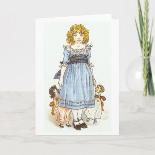 Mädchen mit zwei Puppen, Grußkarte Karte
