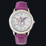 Mädchen Moderne Lila Gymnastik Kinder Armbanduhr<br><div class="desc">Diese niedliche und moderne Kinderuhr mit Sportmotiv besticht durch ein lila Gymnastikdesign. Die Uhr kann mit Ihrem Mädchennamen personalisiert werden,  das ideale Geschenk für jeden Gymnastiker.</div>