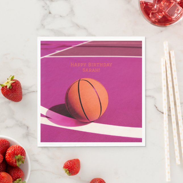 Mädchen Moderne Sportkids Pink Court Basketball Serviette (Beispiel)