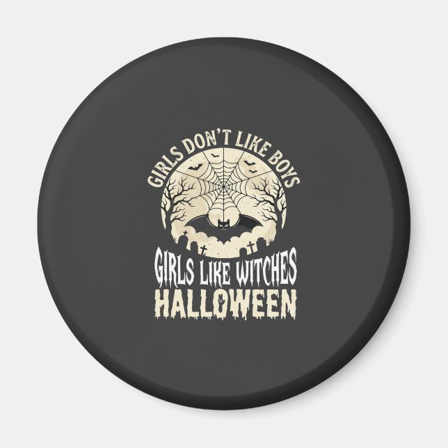 Mädchen mögen Hexen Halloween-Fledermaus-Design_1 Magnet (Vorne)