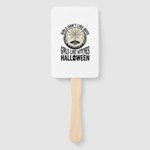 Mädchen mögen Hexen Halloween Vintage Vektor Desig Fächer