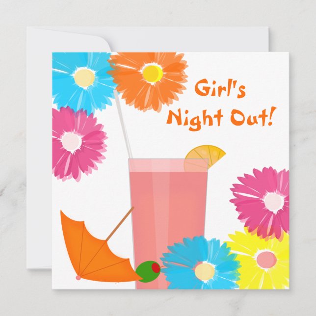 Mädchen-Nachtheraus Cocktail-Thema-Party Einladung (Vorderseite)