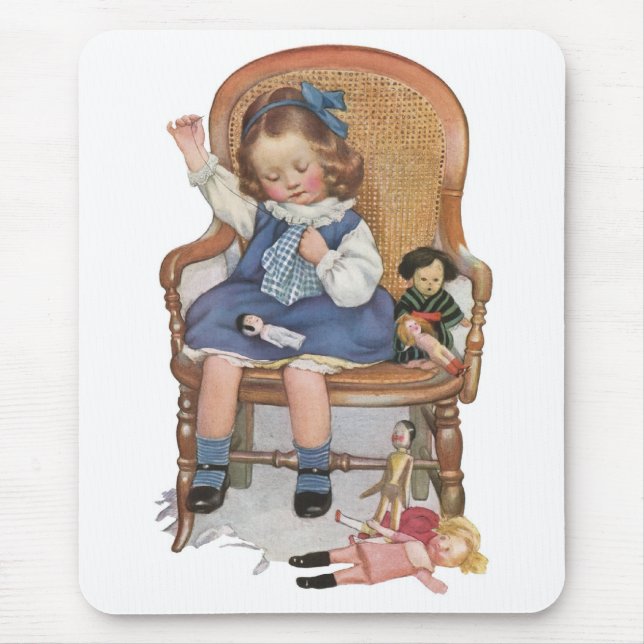 Mädchen-nähende Transportwagen Mousepad (Vorne)
