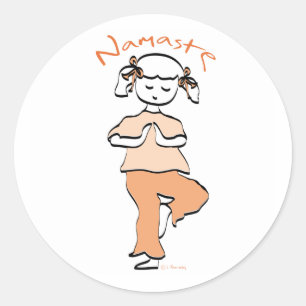 Mädchen Namaste Yoga Gear Runder Aufkleber