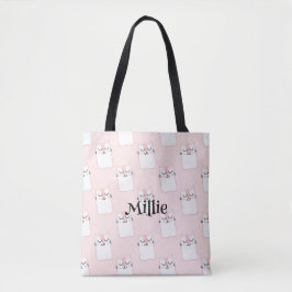Mädchen Name Niedlich Cat Pink Pattern School Tasche