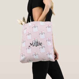 Mädchen Name Niedlich Cat Pink Pattern School Tasche