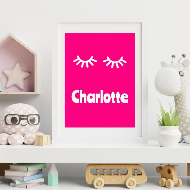 Mädchen Name Solide Rosa Wimpern Poster (Decorate your little princess's room with this solid pink poster. Add her name and buy it today!)