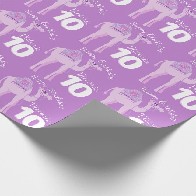 Mädchen Namen Alter Whimsy Kamel Geburtstagsmuster Geschenkpapier (Ecke)