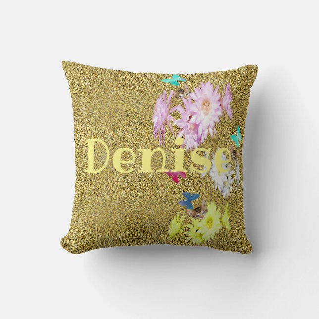 Mädchen namens Denise, gesprenkeltes Kissen (Vorderseite)