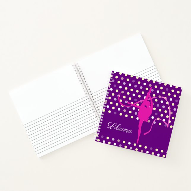 Mädchen namens Gymnast polka Punkt lila rosa Notizbuch (Innenseite)