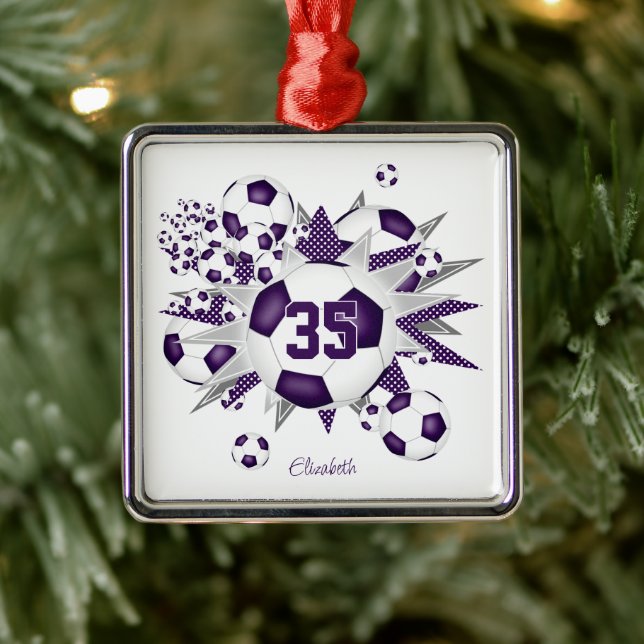 Mädchen nennen Fußballstars lila Ornament Aus Metall (Baum)