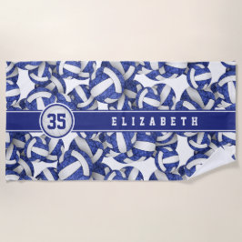 Mädchen nennen jersey Nummer blaue weiße Volleybal Strandtuch