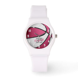 Mädchen nennen Jersey Nummer pinkfarbener weißer B Armbanduhr