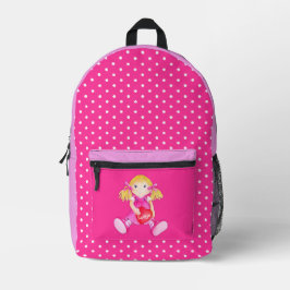 Mädchen nennen rosa Puppenkunst Bedruckter Rucksack