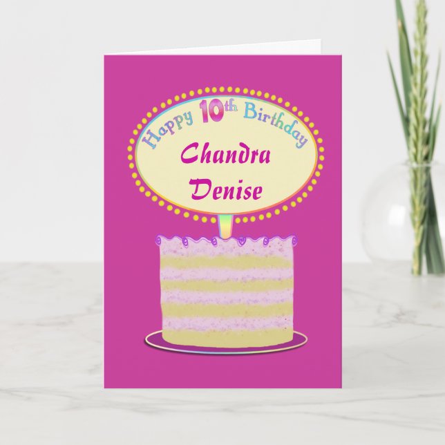 Mädchen Niedlich 10. Geburtstag personalisieren Karte (Vorderseite)