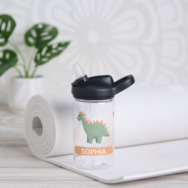 Mädchen Niedlich Boho Pink Dinosaurier und Blume K Trinkflasche (Yoga)