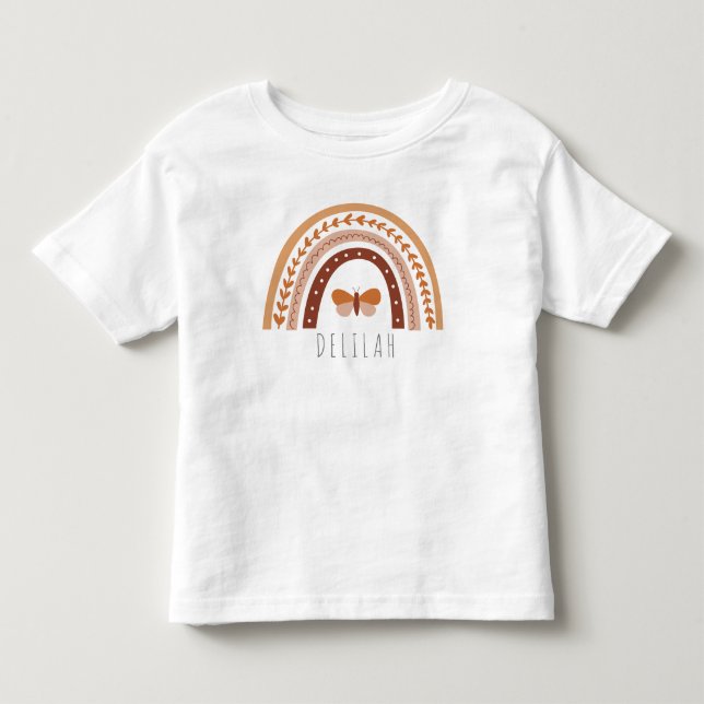 Mädchen Niedlich Boho Rainbow Personalisiert Kleinkind T-shirt (Vorderseite)