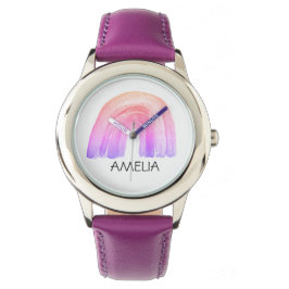 Mädchen Niedlich Boho Wasserfarbe Regenbogen und N Armbanduhr