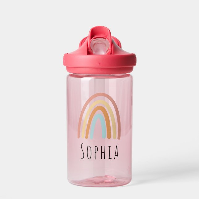Mädchen Niedlich Boho Wasserfarbe Regenbogen und Trinkflasche (Vorne)