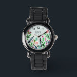Mädchen Niedlich Botanische Aquarellfarben Blume K Armbanduhr<br><div class="desc">Diese niedliche und gürtelige Kinderuhr bietet wunderschöne,  handgemalte Aquarellbilder mit Blume. Dieses florale botanische Design bietet auch einen Platz für Sie,  um Ihren Mädchennamen hinzuzufügen,  und hat Zahlen rund um den Rand. Ideal für die erste Armbanduhr eines Kindes!</div>