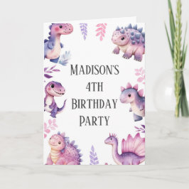 Mädchen Niedlich Dinosaur Themed Geburtstag Einladung