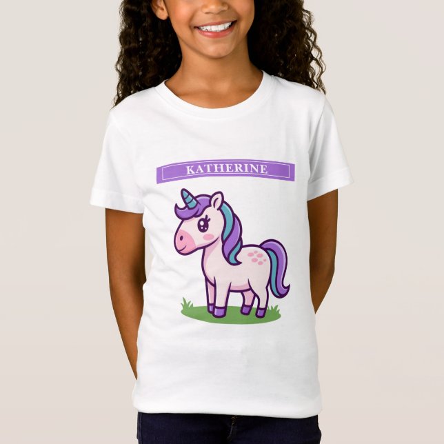 Mädchen Niedlich Einhorn Pferde Kinder T - Shirt (Vorderseite)