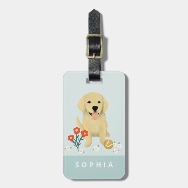 Mädchen Niedlich Flora Hund Kinder Reisen Gepäckanhänger (Vorderseite vertikal)