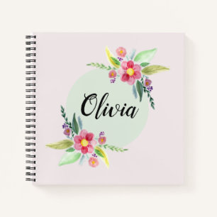 Mädchen Niedlich Frühlingsbotanische Blume und K Notizbuch