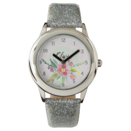 Mädchen Niedlich Frühlingsbotanische Blume und Kin Armbanduhr