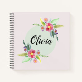 Mädchen Niedlich Frühlingsbotanische Blume und Kin Notizbuch