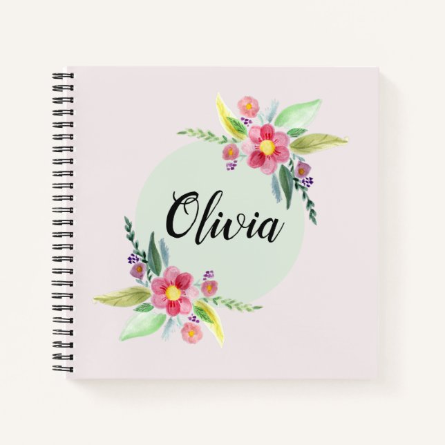 Mädchen Niedlich Frühlingsbotanische Blume und Kin Notizbuch (Vorderseite)