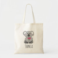 Mädchen Niedlich Koala Bär und Blume und Name Kind