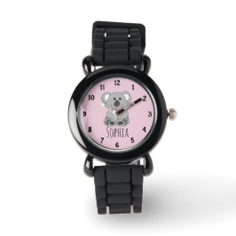 Mädchen Niedlich Koala Bären Cartoon Blume & Name  Armbanduhr