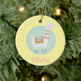 Mädchen Niedlich Llama Personalisiert Kinder Keramik Ornament