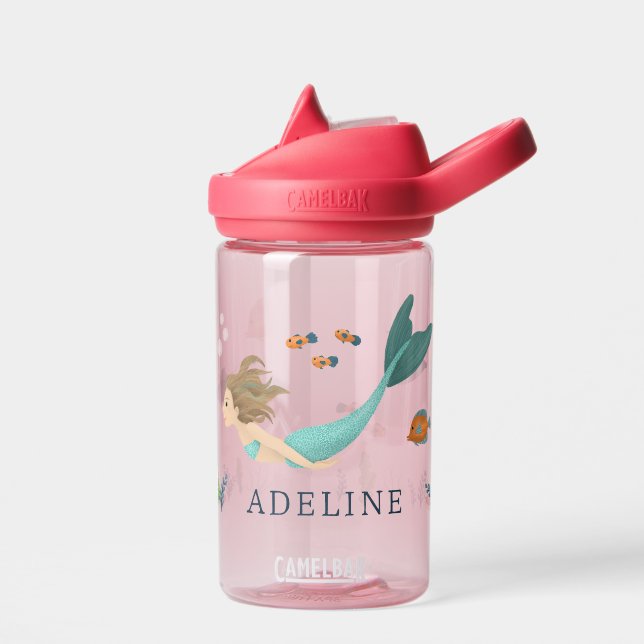 Mädchen Niedlich Magisch unter dem Meer Rosa Meerj Trinkflasche (Links)