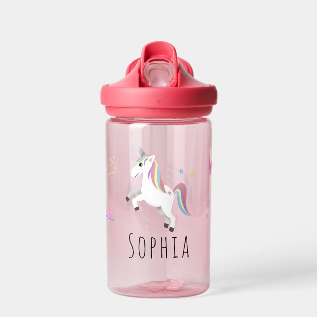 Mädchen Niedlich Magische Lila Einhorn und Regenbo Trinkflasche (Vorne)