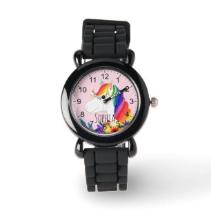 Mädchen Niedlich magischer Regenbogen Einhorn und  Armbanduhr