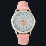 Mädchen Niedlich Moderne rosa Triceratops Dinosaur Armbanduhr<br><div class="desc">Diese niedliche und moderne Uhr verfügt über einen rosa Triceratops Dinosaurier-Cartoon mit klaren Zahlen und kann mit dem Namen Ihres Mädchens personalisiert werden. Ideal für die erste Armbanduhr Ihres Dinosauriers. Karo in unserem Shop für andere niedliche Artikel.</div>