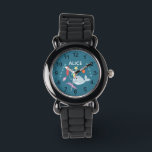 Mädchen Niedlich Moderner Regenbogen Narwhal und N Armbanduhr<br><div class="desc">Diese moderne und niedliche Kinderuhr besticht durch einen handgezeichneten Regenbogen-Narwal-Cartoon, eine Qualle, Seesterne, Algen und Muscheln. In diesem farbenfrohen Design können Sie auch Ihren Mädchennamen hinzufügen. Mit klaren, leicht lesbaren Zahlen ist diese "erste" Uhr ideal für diejenigen, die gerade erst mit dem Lernen beginnen. Das perfekte Ozeandesign für Ihre Kleine!...</div>