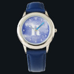 Mädchen Niedlich Monogram Aquarellgalaxie & Name K Armbanduhr<br><div class="desc">Diese wunderschöne Kinderuhr besticht durch eine elegante Aquarellgalaxie. Dieses wunderschöne Design des Nachthimmels bietet auch einen Platz,  wo Sie Ihren Mädchennamen und ein Monogramm hinzufügen können. Das perfekte Raum-Thema-Design für Ihre Kleinen!</div>