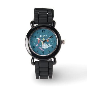 Mädchen Niedlich Neuer Regenbogen Narwhal und Nam Armbanduhr