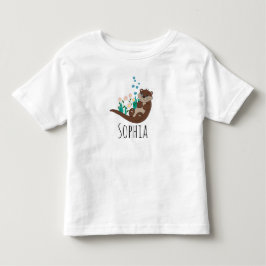 Mädchen Niedlich Otter Cartoon und Blume Kleinkind T-shirt
