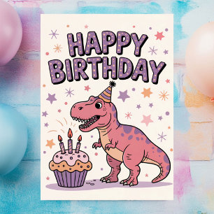 Mädchen Niedlich Personalisierte Dinosaurier Gebur Karte