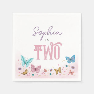 Mädchen Niedlich Pink Aquarell Schmetterling Kinde Serviette