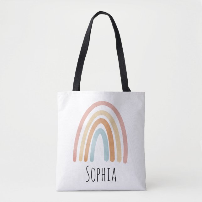 Mädchen Niedlich Pink Boho Wasserfarben Rainbow Ki Tasche (Vorderseite)