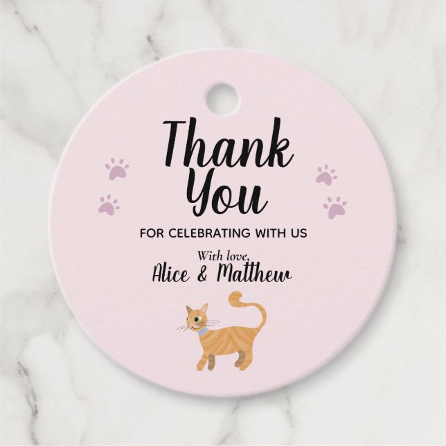 Mädchen Niedlich Pink Cat Cartoon Moderne Babydusc Geschenkanhänger (Vorderseite)