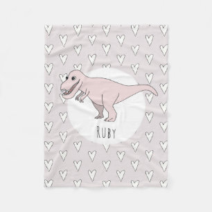 Mädchen Niedlich Pink Dinosaurier Cartoon und Nam Fleecedecke